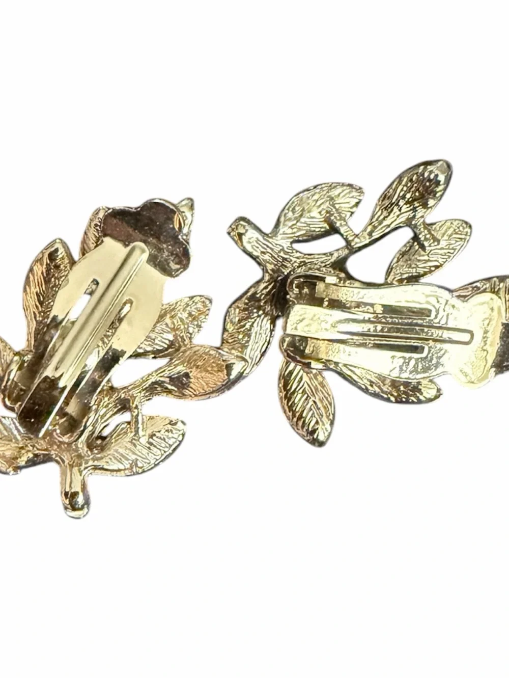 Vintage‎ Gold Leaf Cluster Stud Earrings Clip On Earrings
